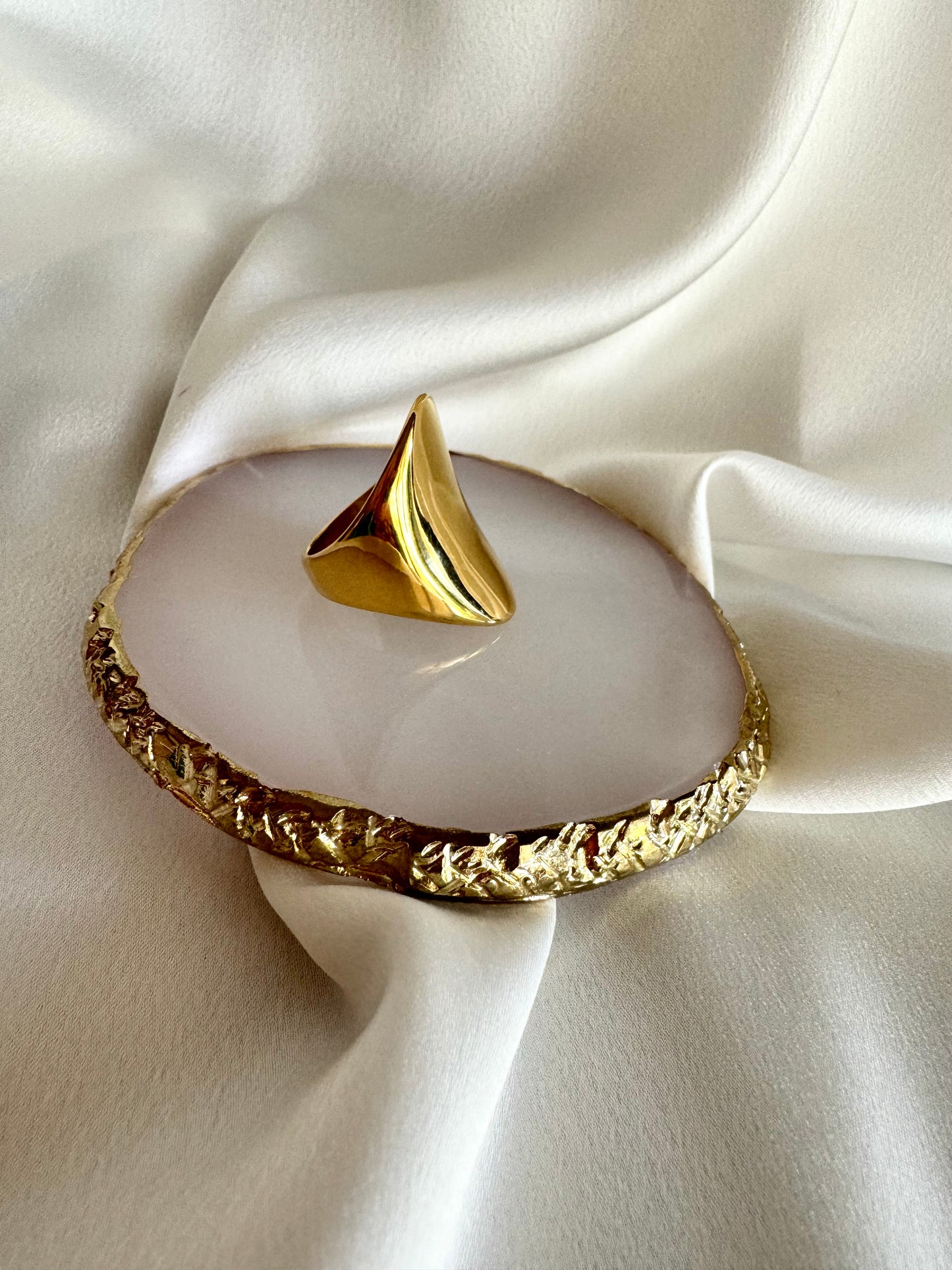 Gold stainless steel wavy ring