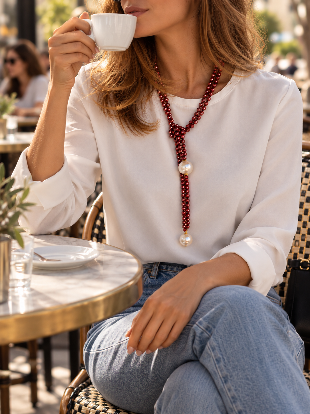 ECLAT double strand crystal necklace