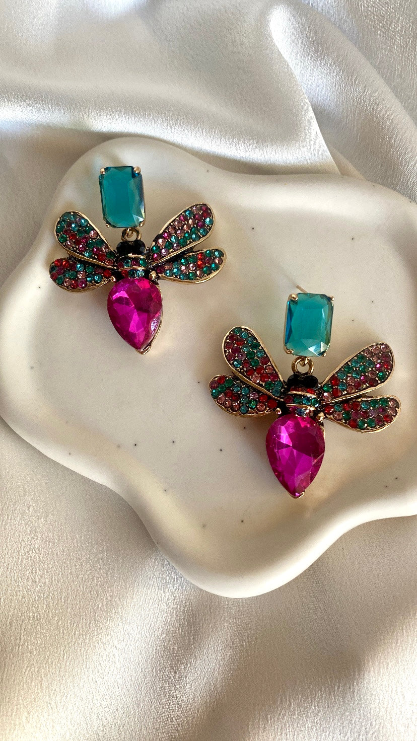 BUTTERFLIES crystal and zircons earrings