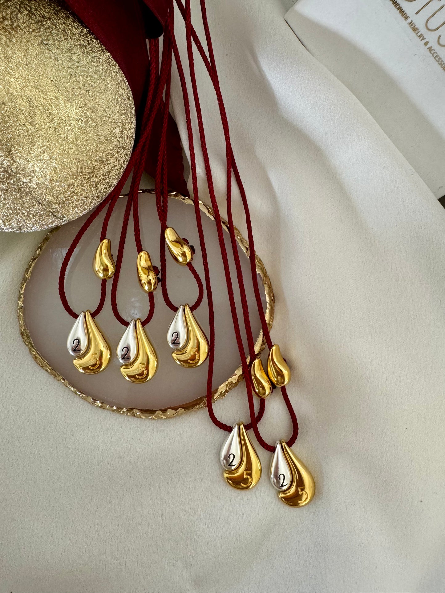 2025 New Year lucky charm teardrop necklace