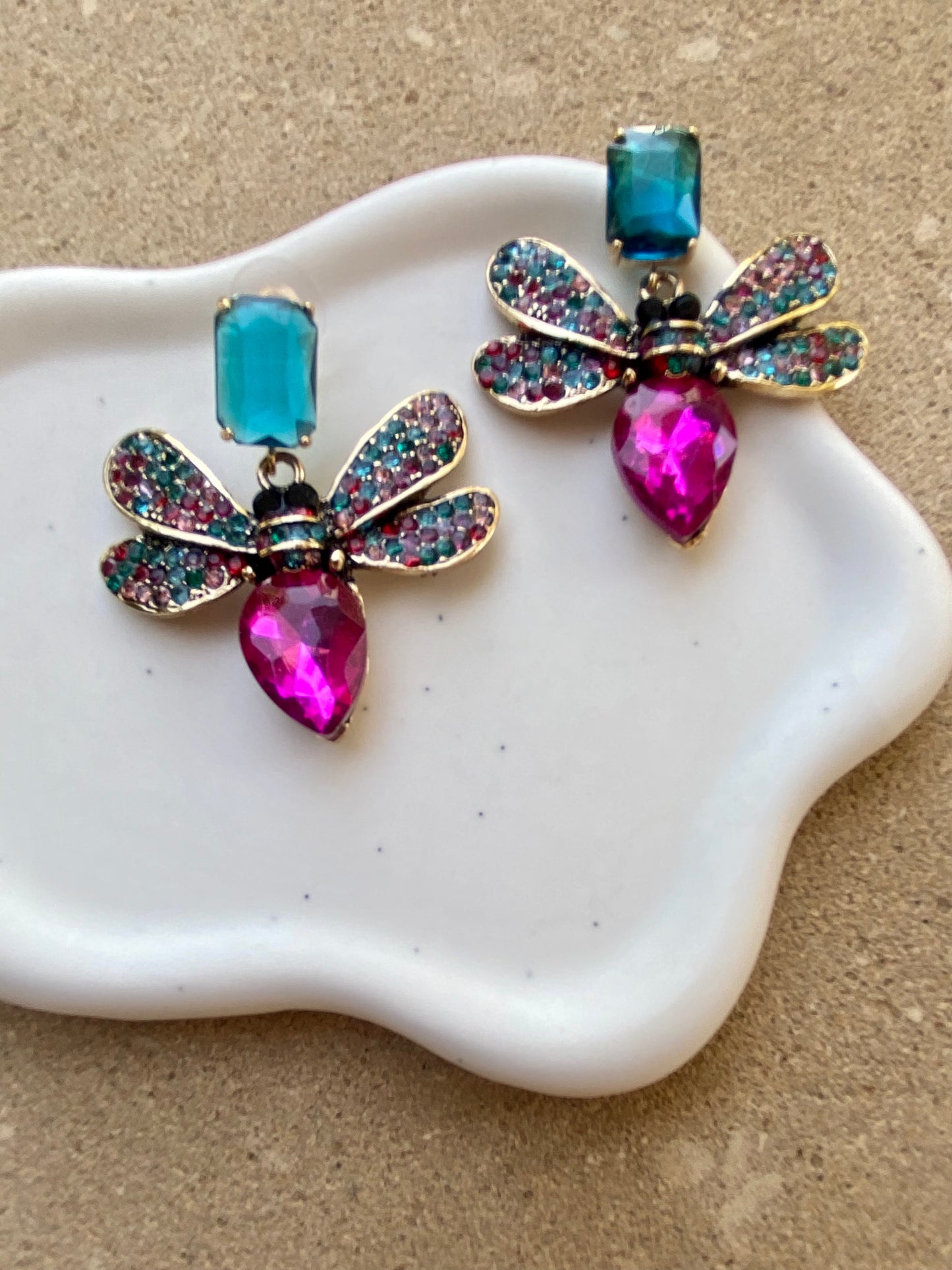 BUTTERFLIES crystal and zircons earrings