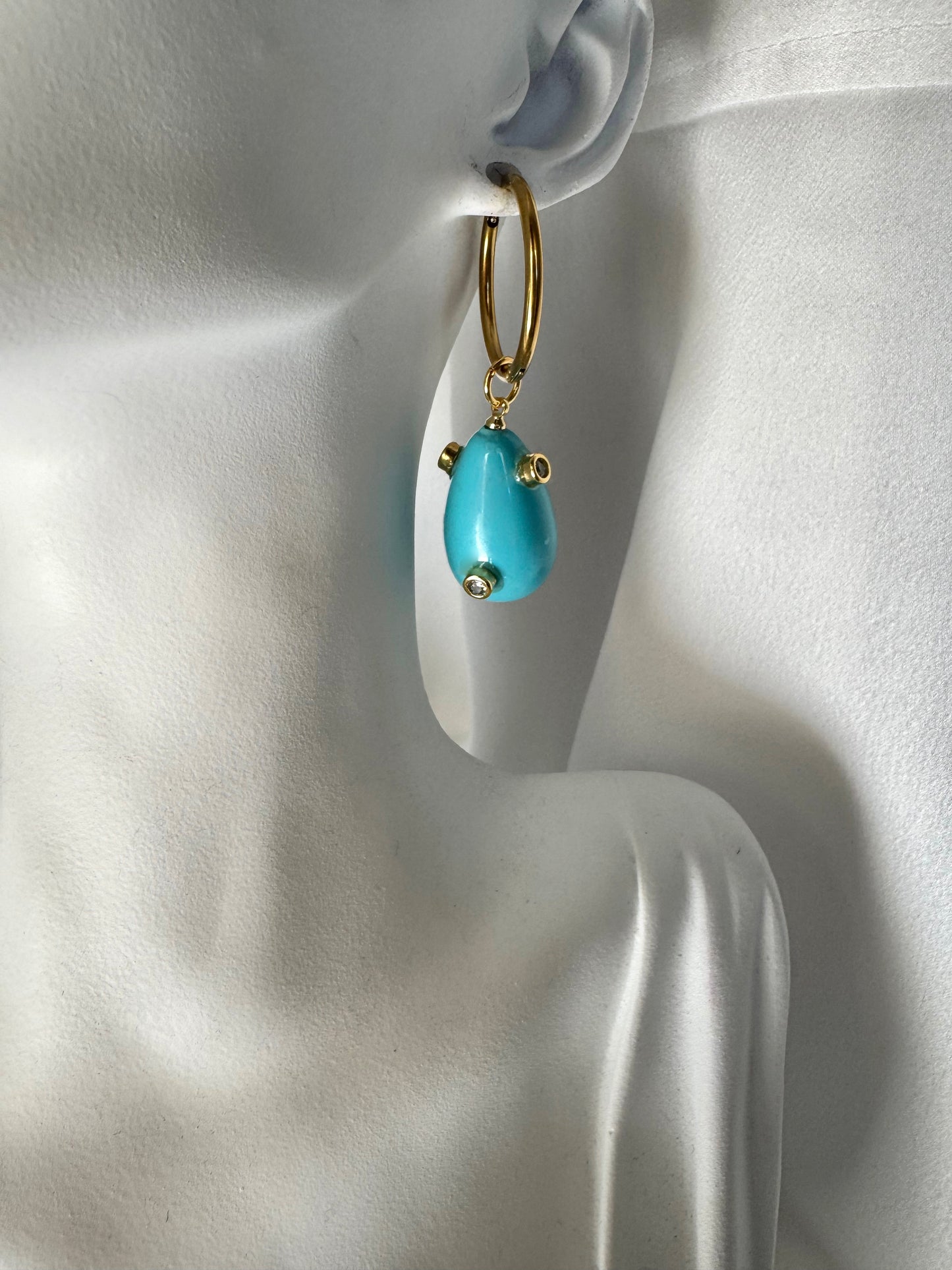 LORA turquoise stainless steel earrings