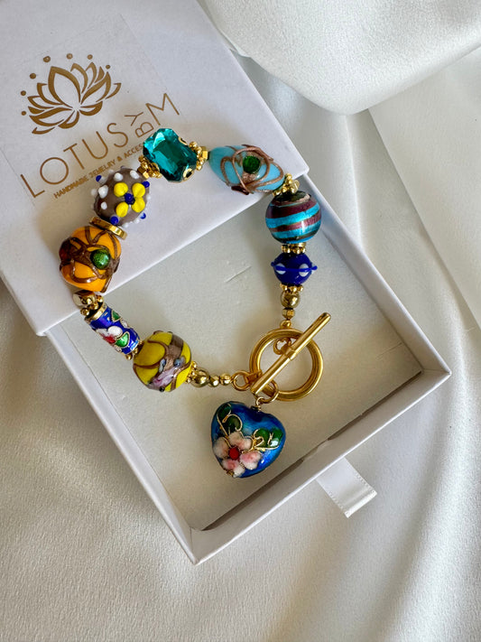 SAMIRA bracelet with Murano glass beads, hematite and crystals