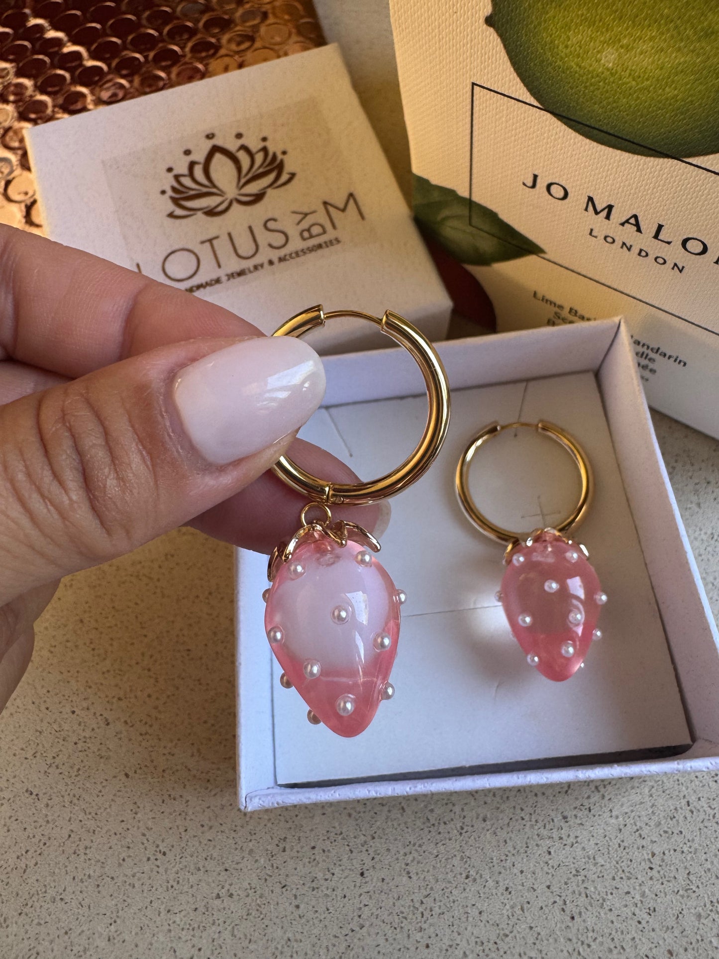 PINK FRUITY stainless steel hoop earrings