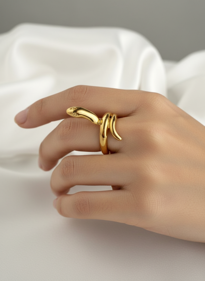 Gold stainless steel snake ring