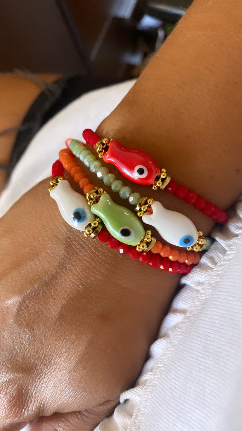 KEA summer crystal bracelets with ceramic fish elements
