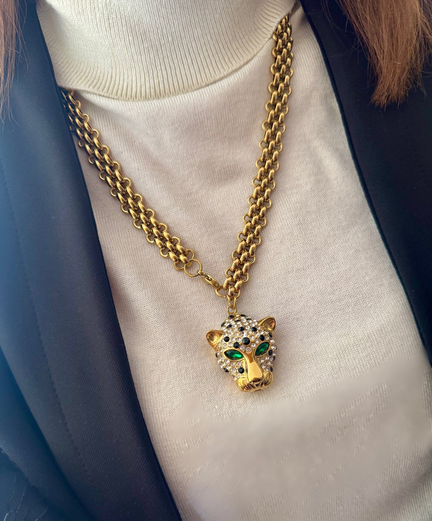 LIONESS stainless steel chain necklace with lion head charm