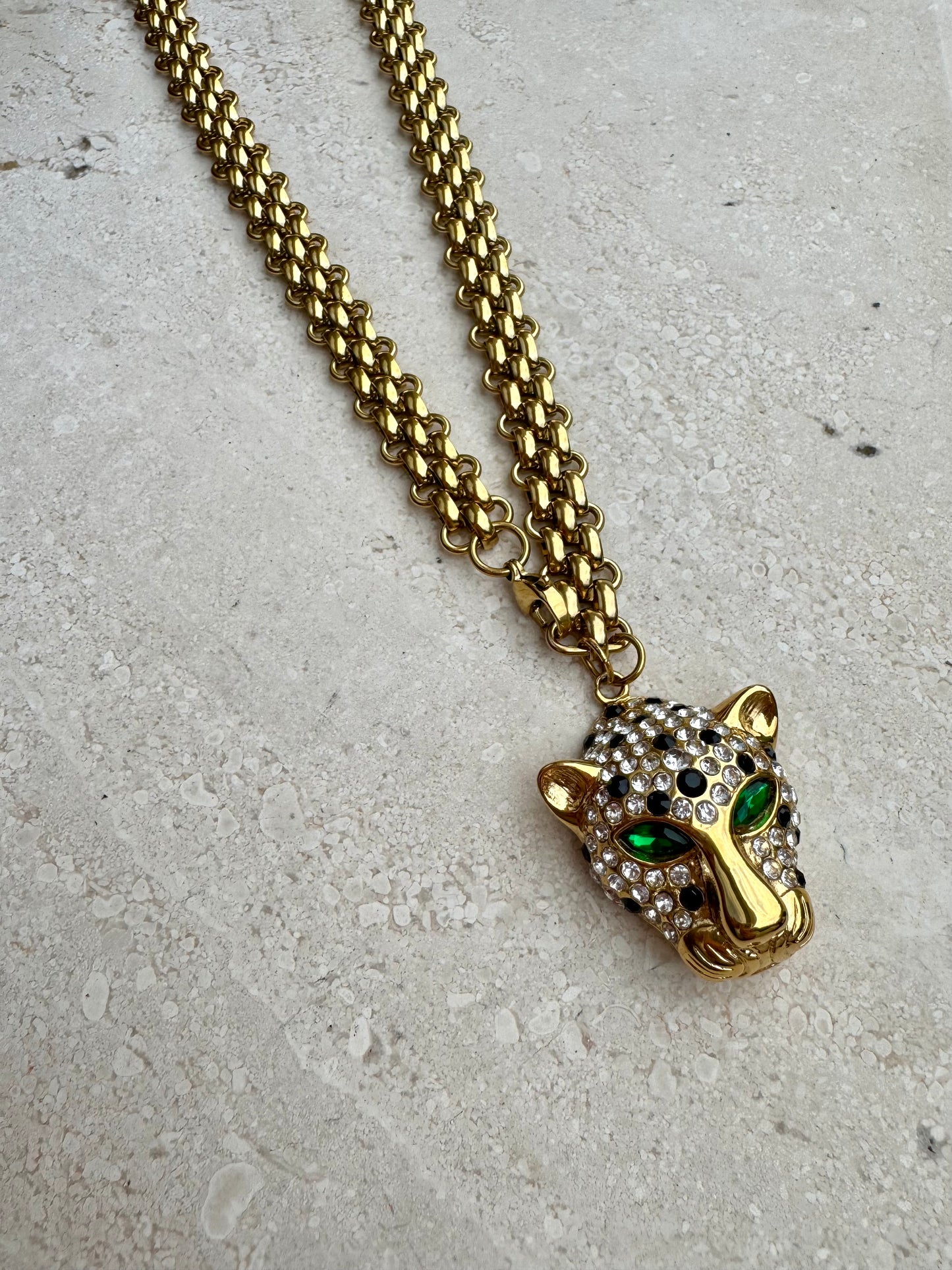 LIONESS stainless steel chain necklace with lion head charm