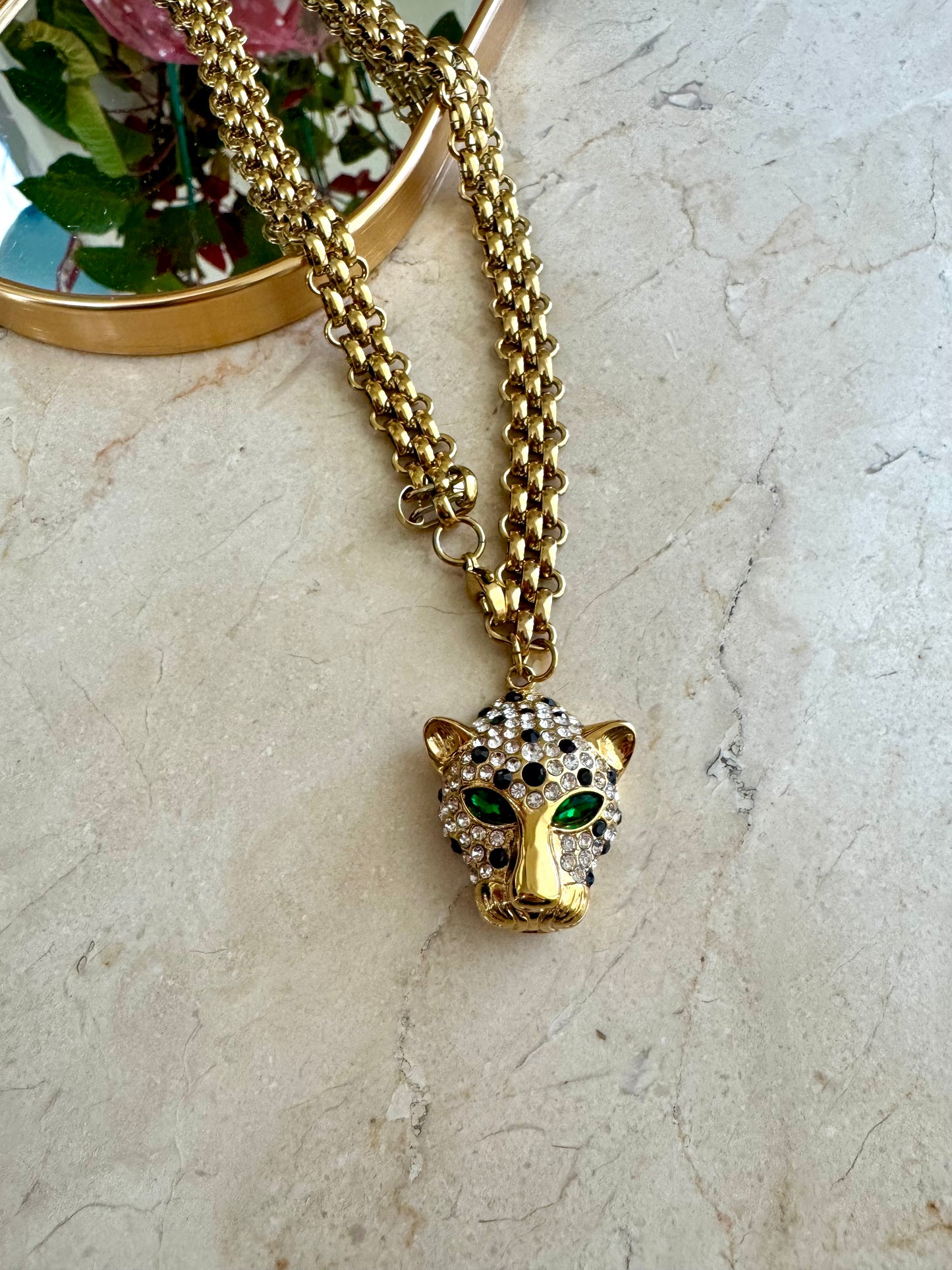 LIONESS stainless steel chain necklace with lion head charm