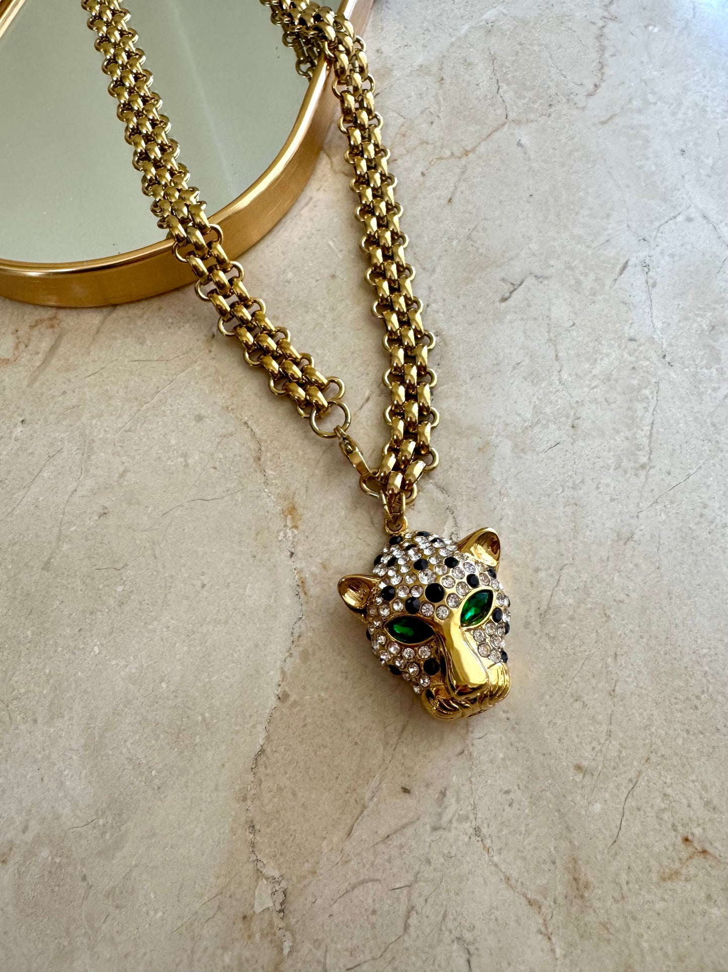 LIONESS stainless steel chain necklace with lion head charm