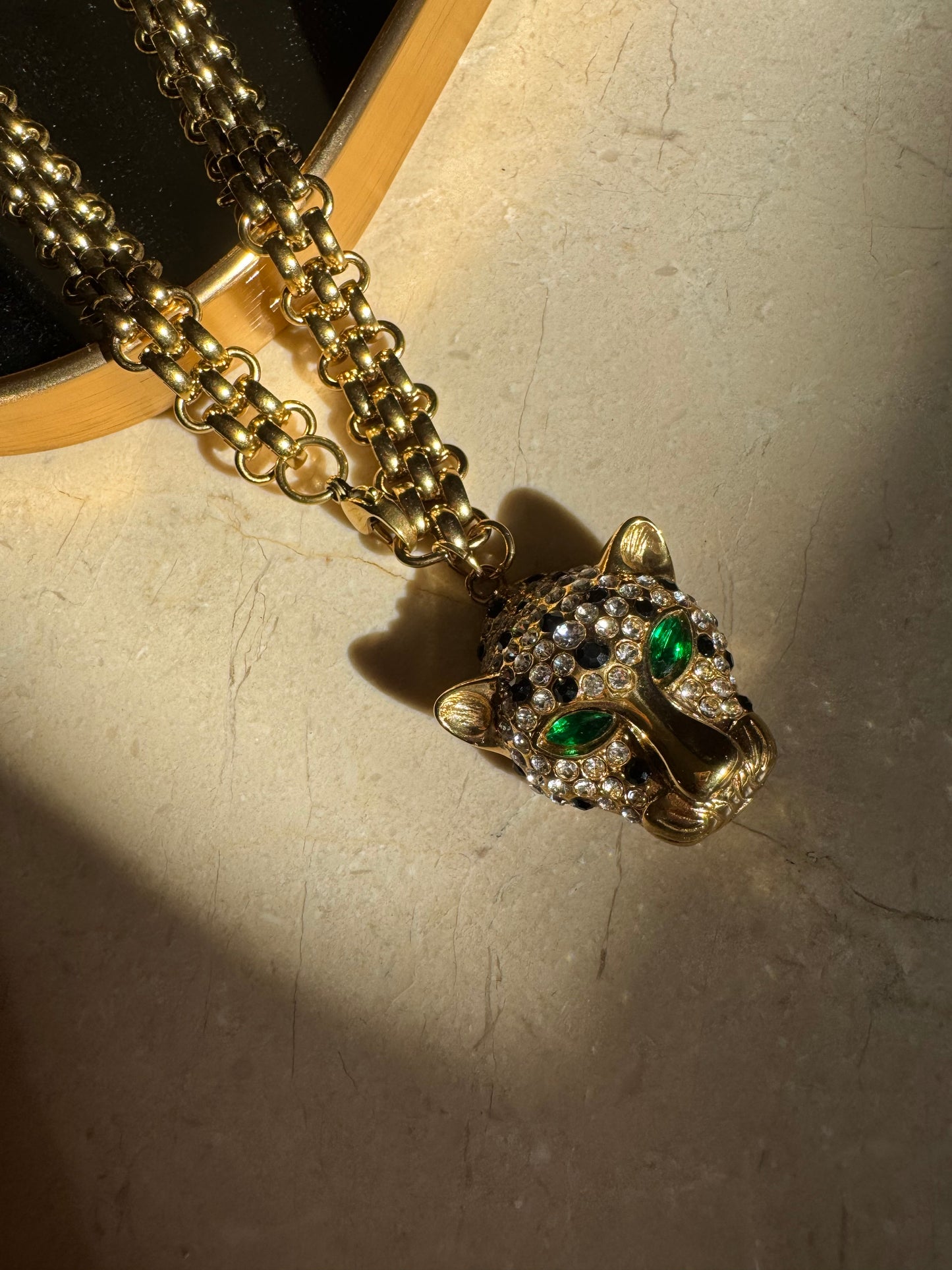 LIONESS stainless steel chain necklace with lion head charm