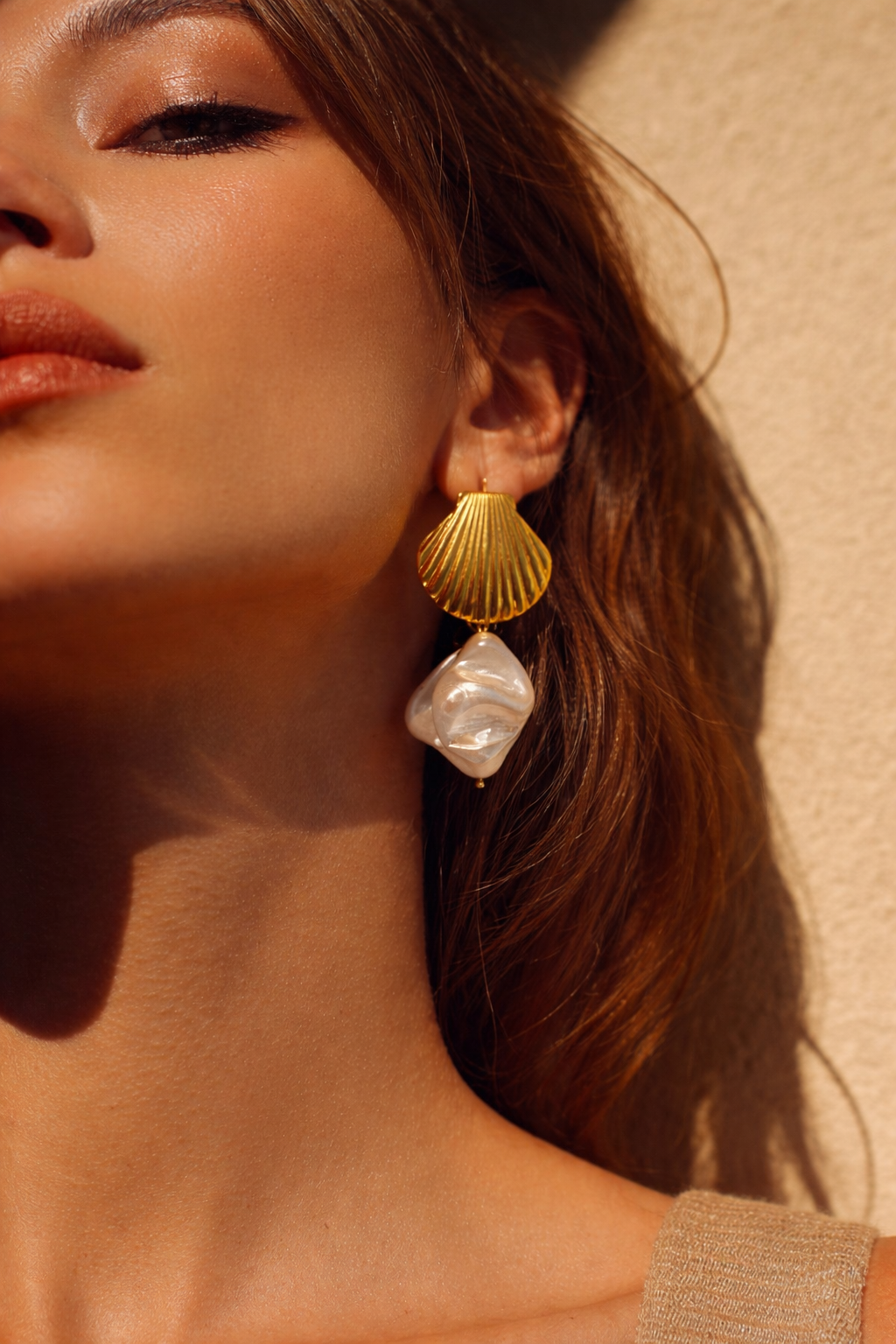SANTORINI stainless steel shell earrings