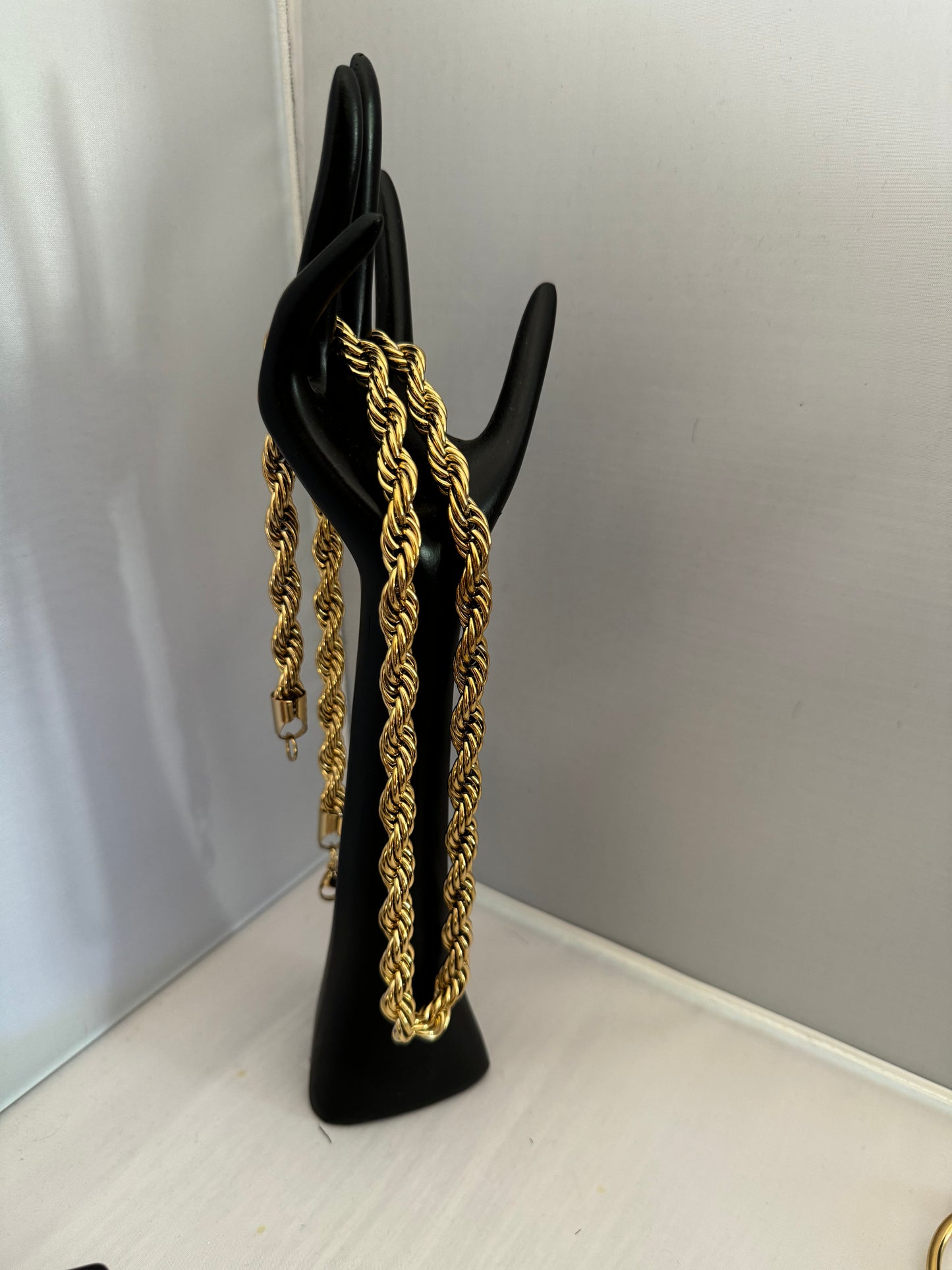 Chunky long gold chain necklace made from 18K gold plated stainless steel