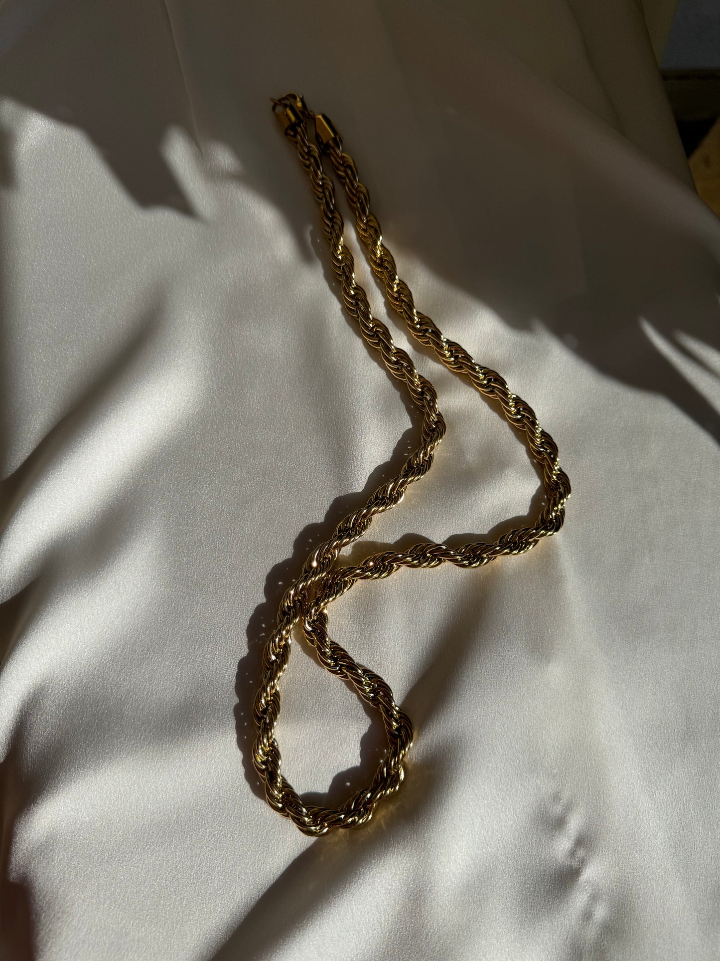 Chunky long gold chain necklace made from 18K gold plated stainless steel