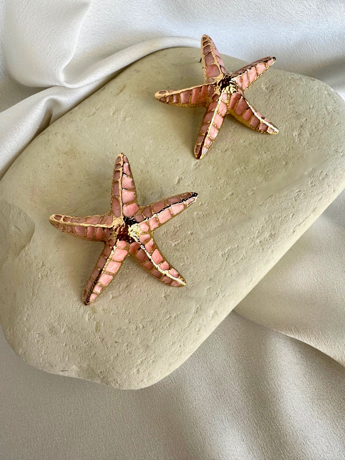 STARFISH XL gold plated stainless steel earrings Pink