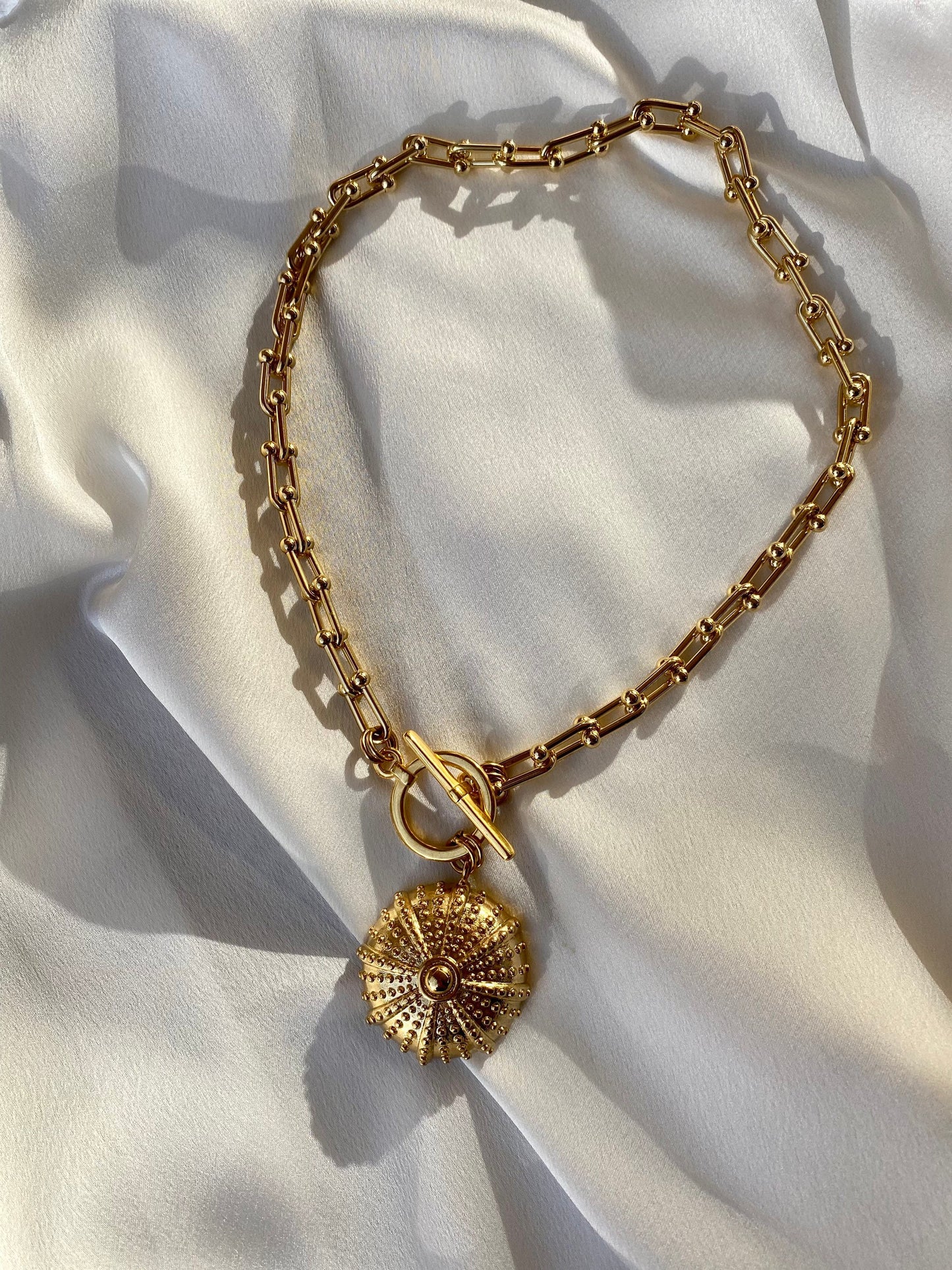 SEA URCHIN necklace with 24K gold plated chain and sea urchin pendant