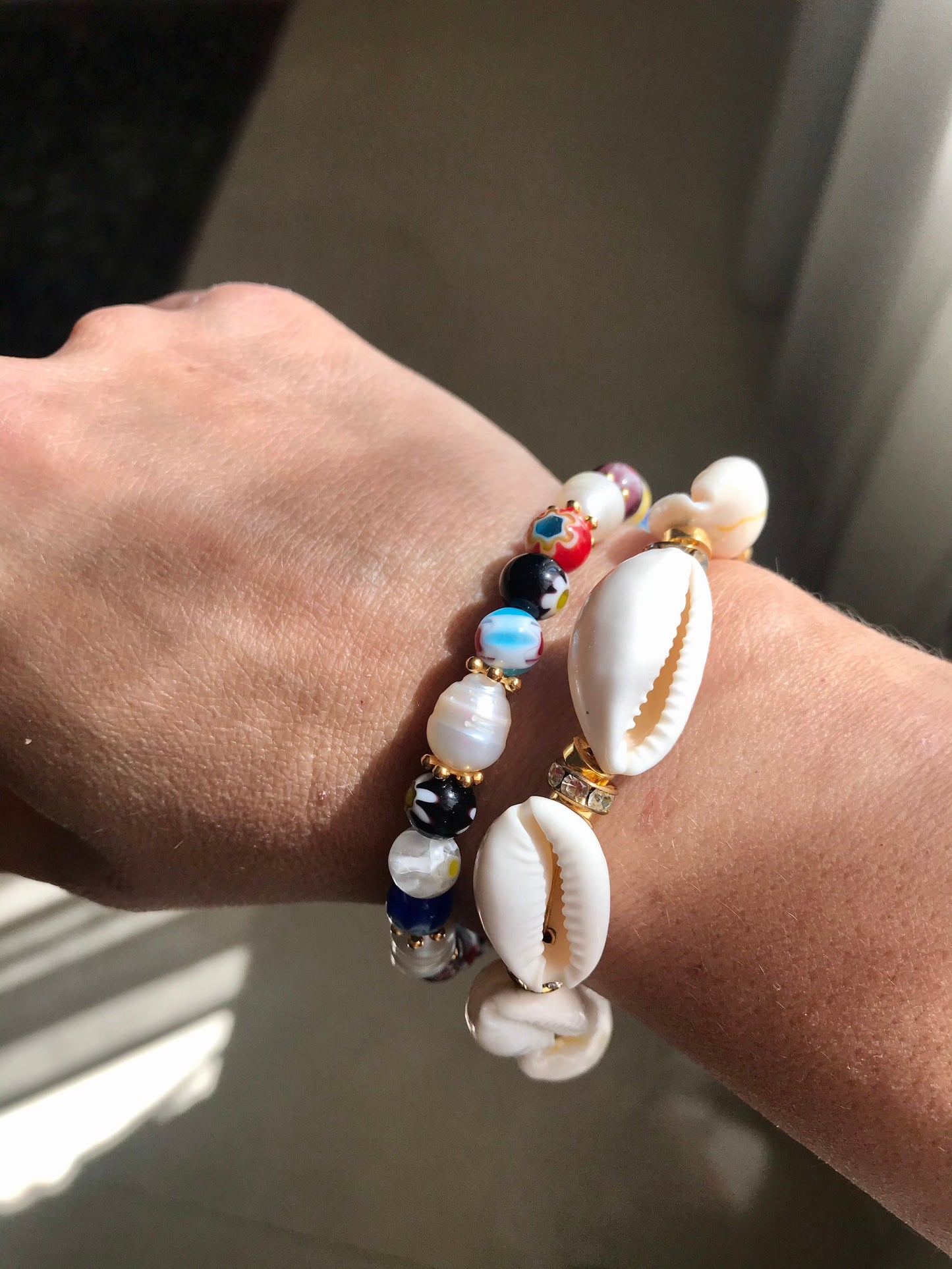 ST TROPEZ summer shell bracelet with crystals
