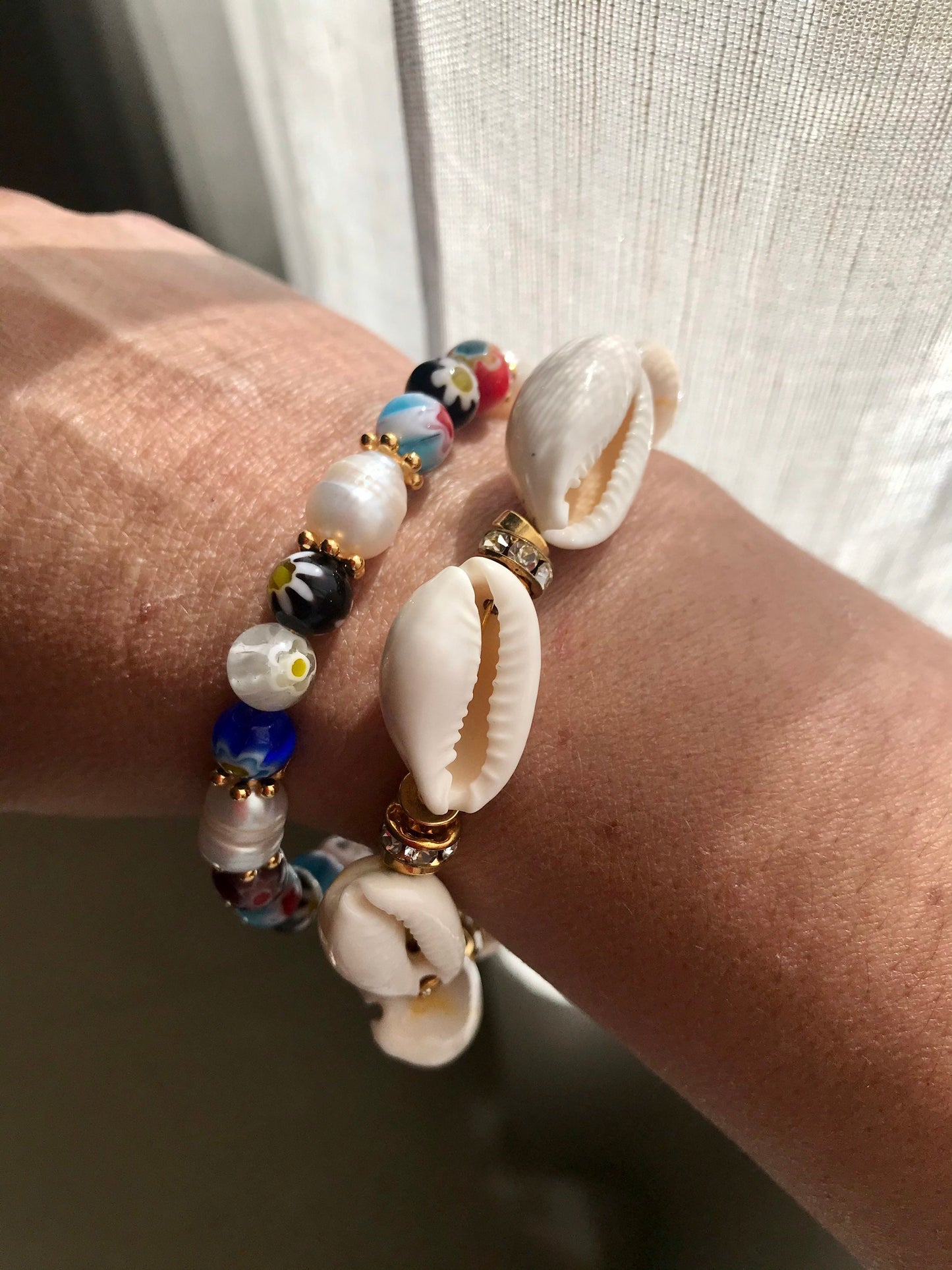 ST TROPEZ summer shell bracelet with crystals