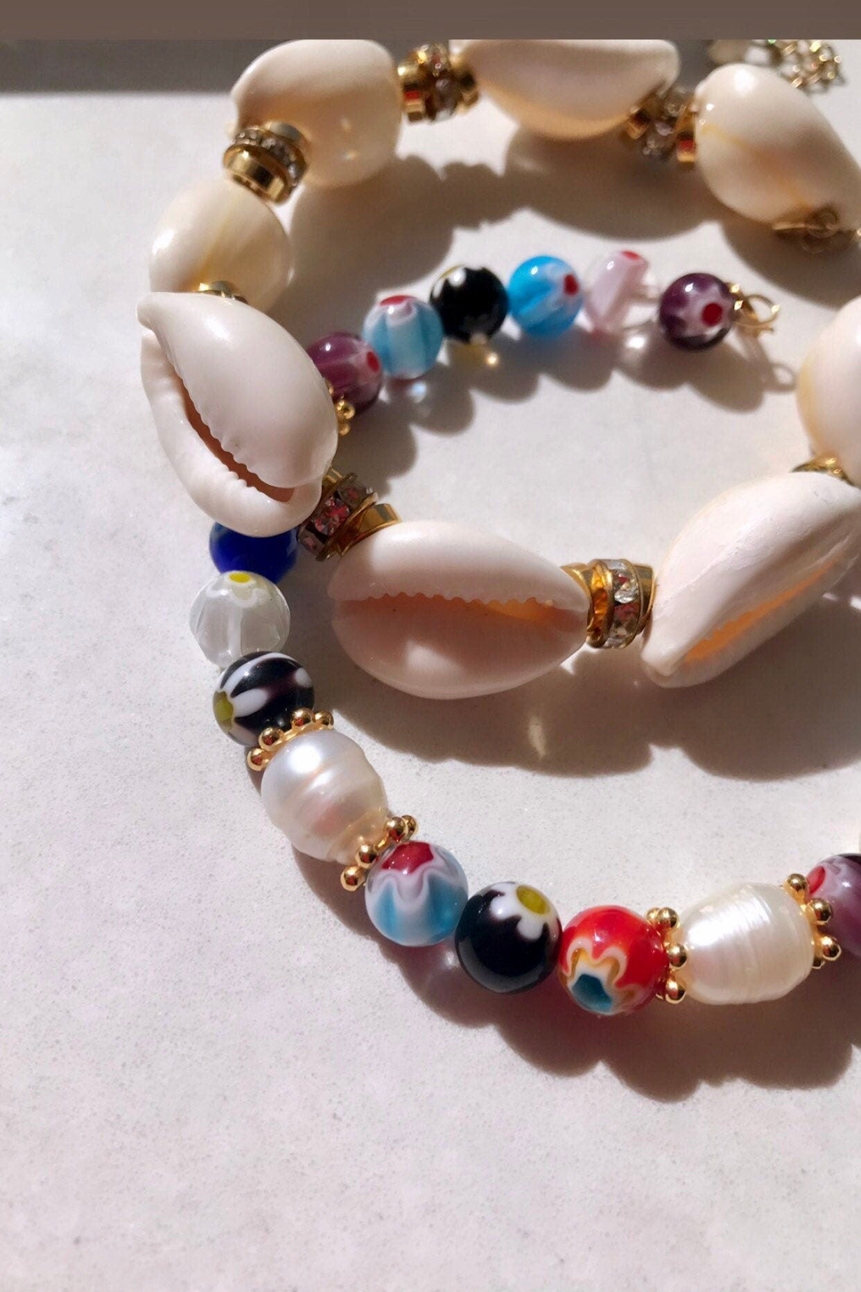 ST TROPEZ summer shell bracelet with crystals
