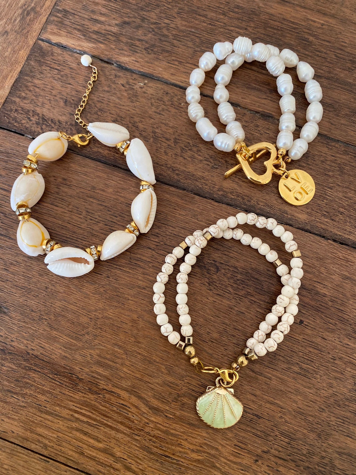 ST TROPEZ summer shell bracelet with crystals