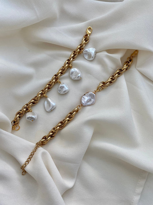 CHARLOTTE stainless steel bracelets with Mother of Pearls