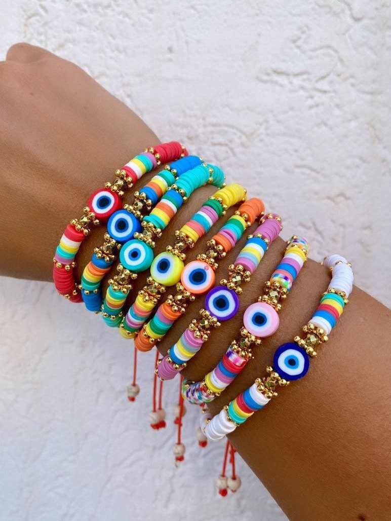 NAXOS summer fimo evil eye bracelets