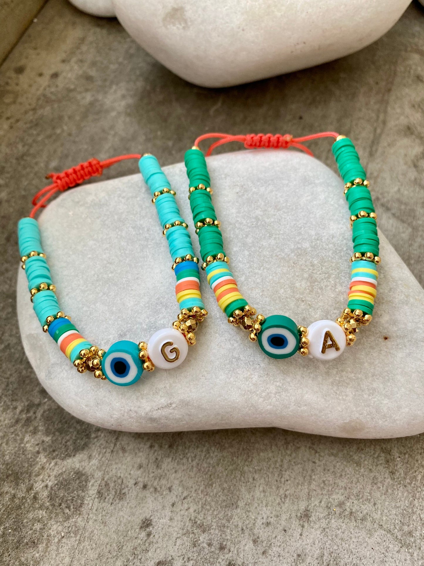 NAXOS summer fimo evil eye bracelets