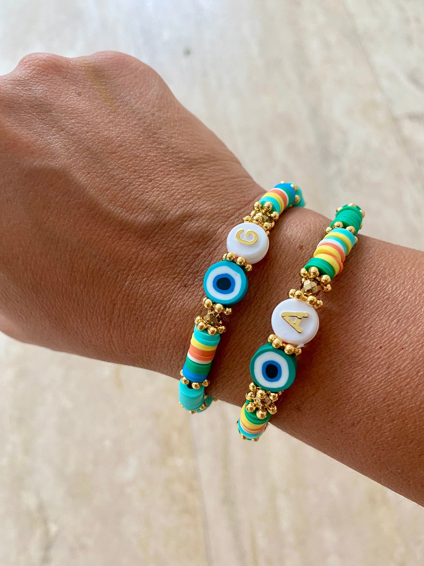 NAXOS summer fimo evil eye bracelets