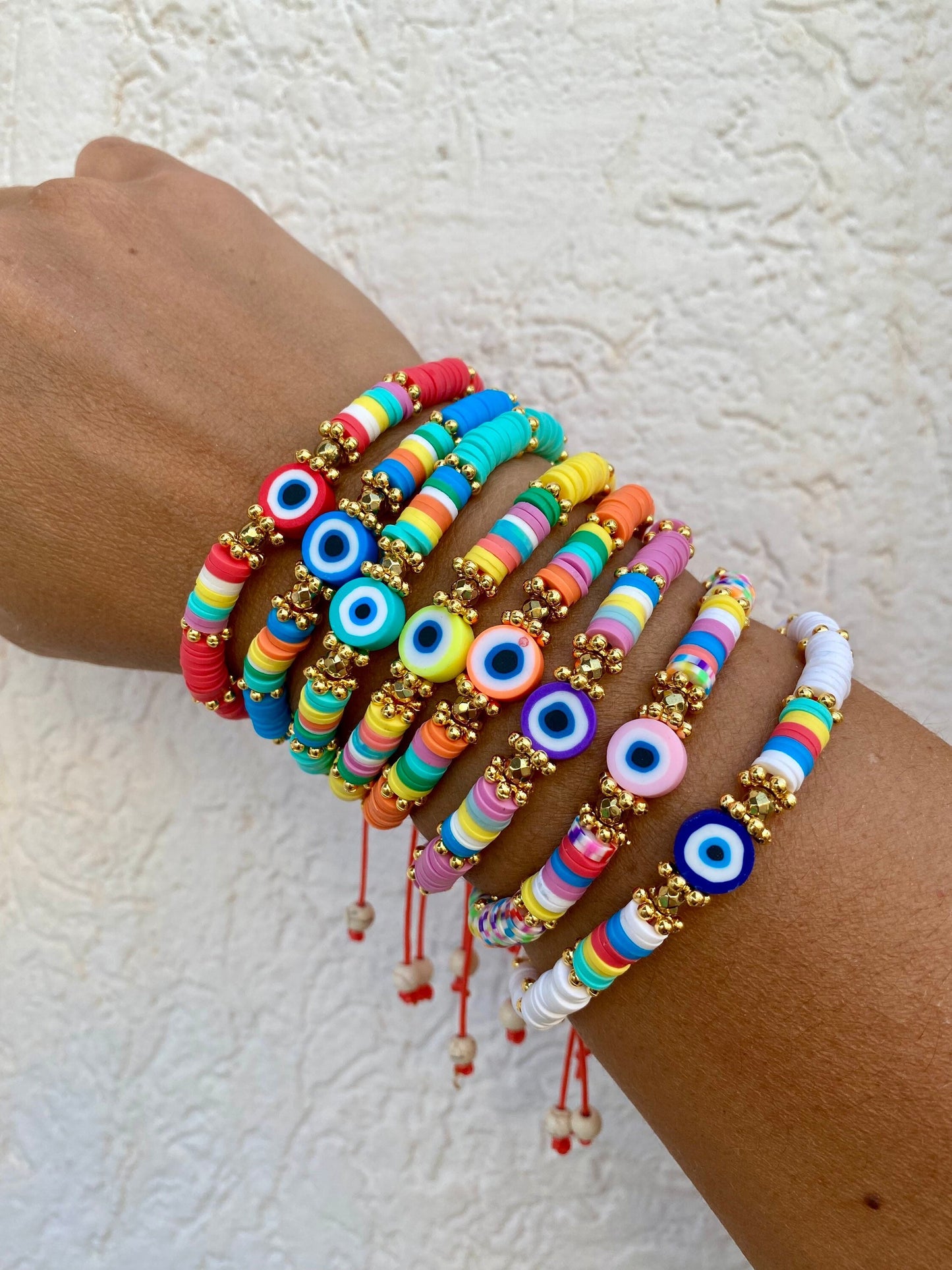 NAXOS summer fimo evil eye bracelets
