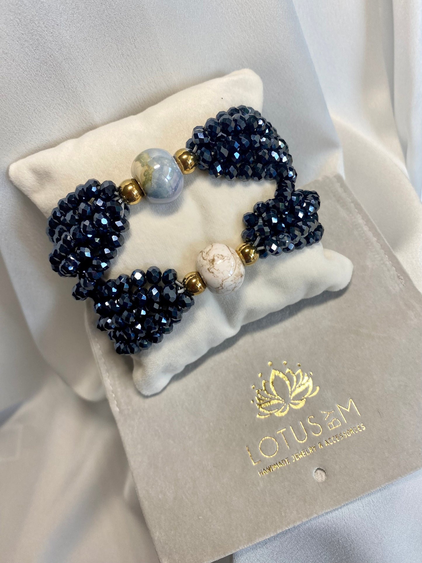 OH SO CHIC crystal multistrand bracelet with Greek ceramic bead