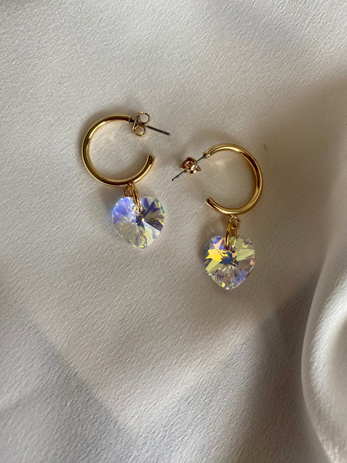 JULIE brass earrings with Swarovski hearts