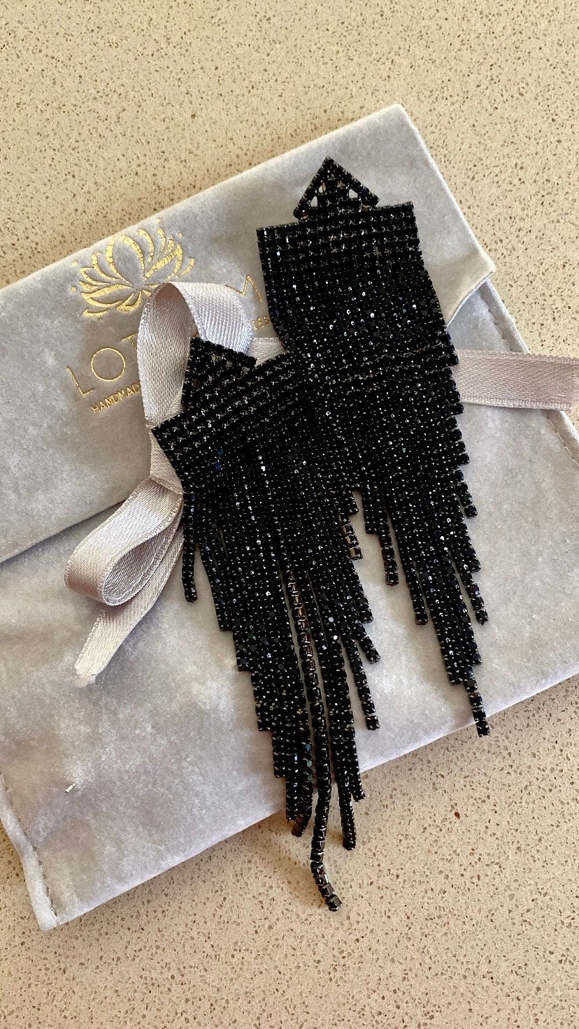 DISCO black zircon drop earrings