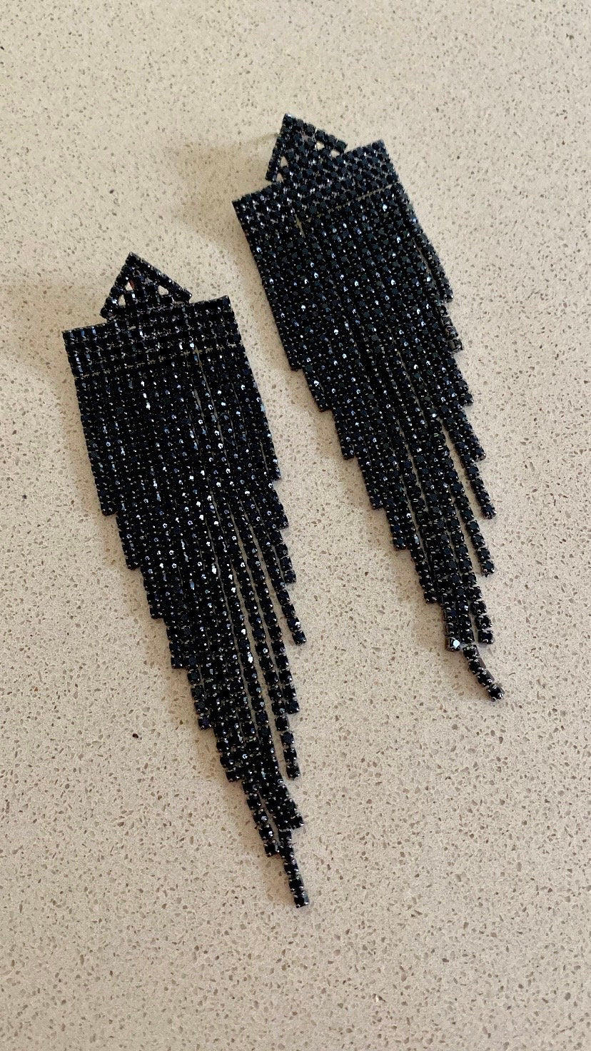 DISCO black zircon drop earrings