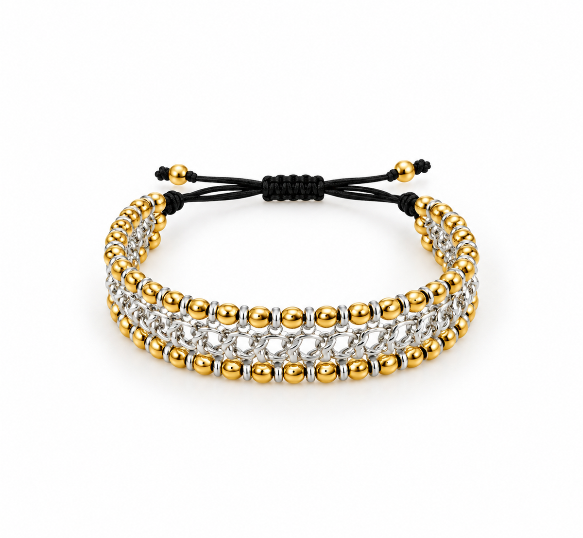 BRAID bracelet with gold and silver beads