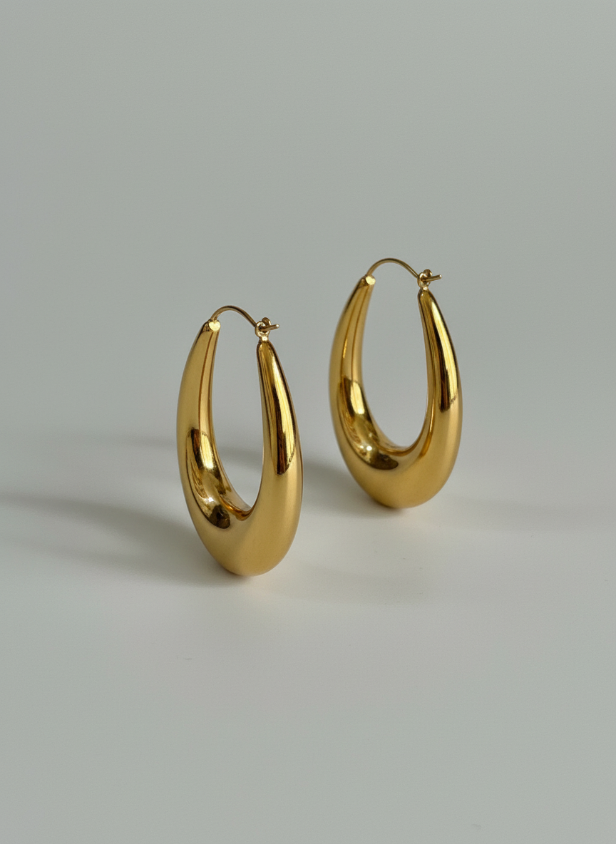 CURVE gold plated stainless steel hoop earrings