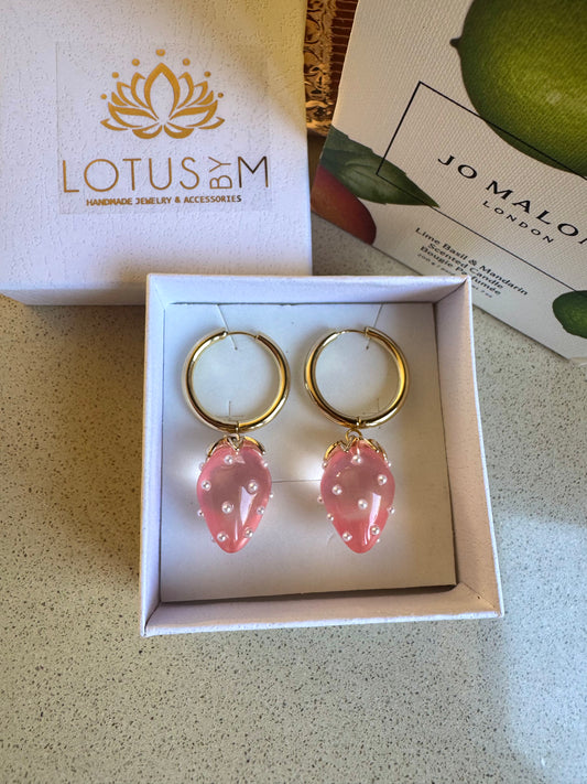 PINK FRUITY stainless steel hoop earrings