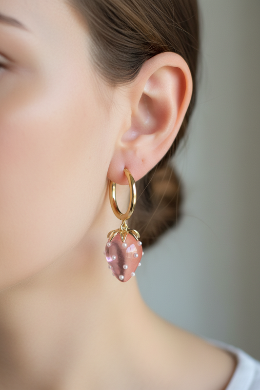 PINK FRUITY stainless steel hoop earrings
