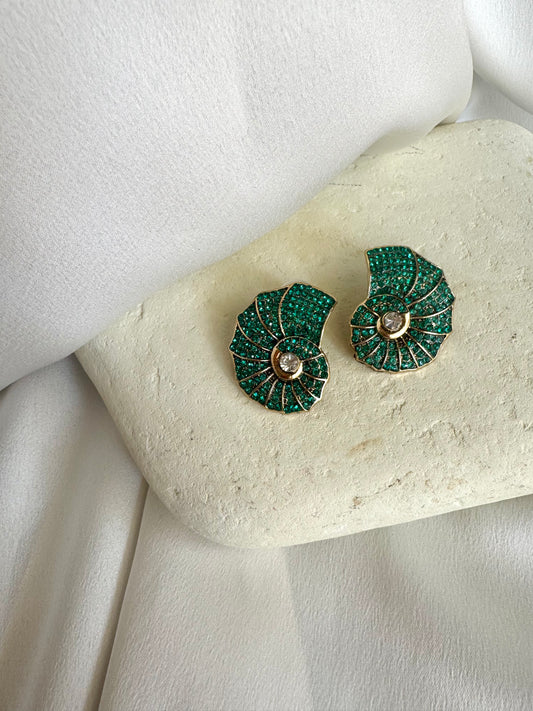 LUNA SHELL gold plated stainless steel earrings with zircons