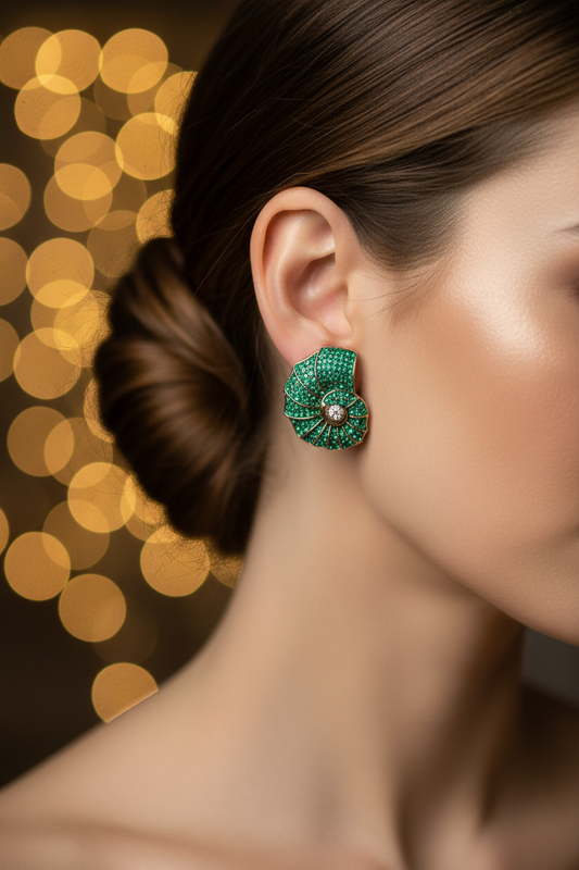 LUNA SHELL gold plated stainless steel earrings with zircons