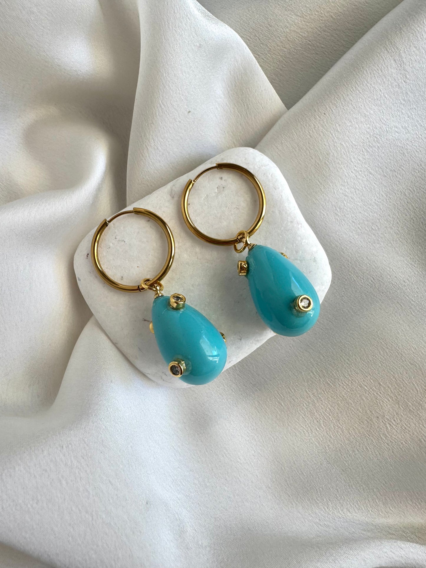 LORA turquoise stainless steel earrings
