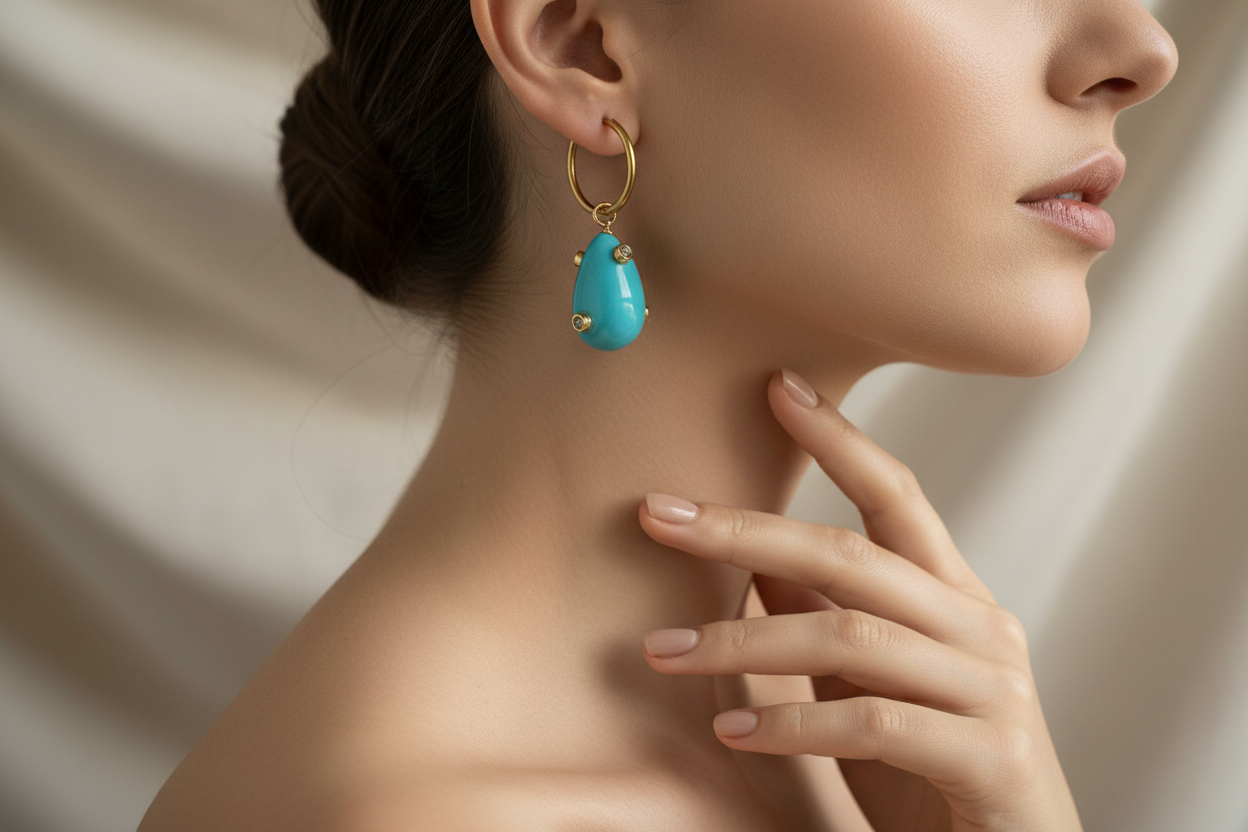 LORA turquoise stainless steel earrings
