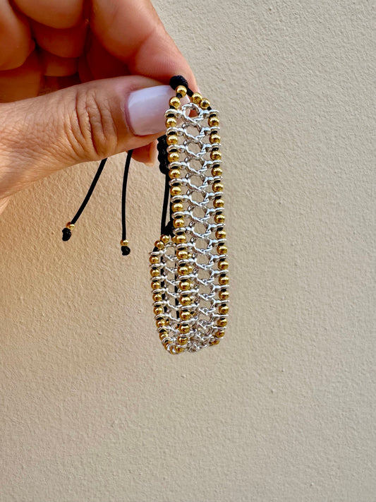 BRAID bracelet with gold and silver beads