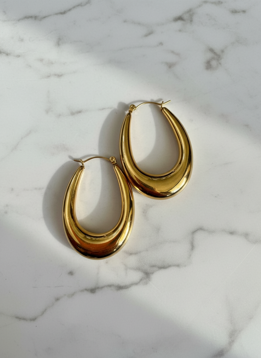 CURVE gold plated stainless steel hoop earrings