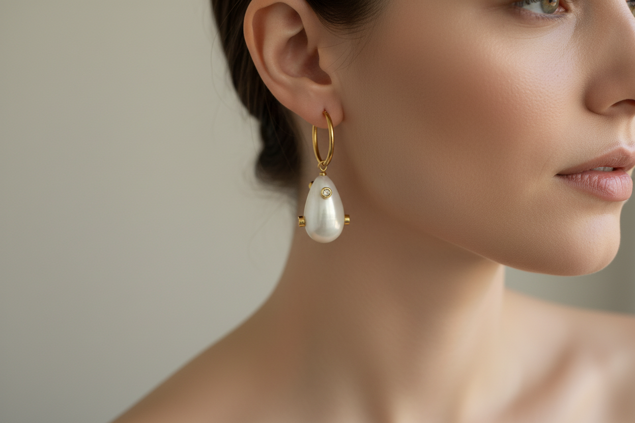 LORA white stainless steel earrings