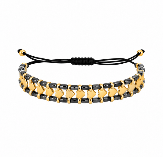 HEARTS bracelet with black hematite and heart beads