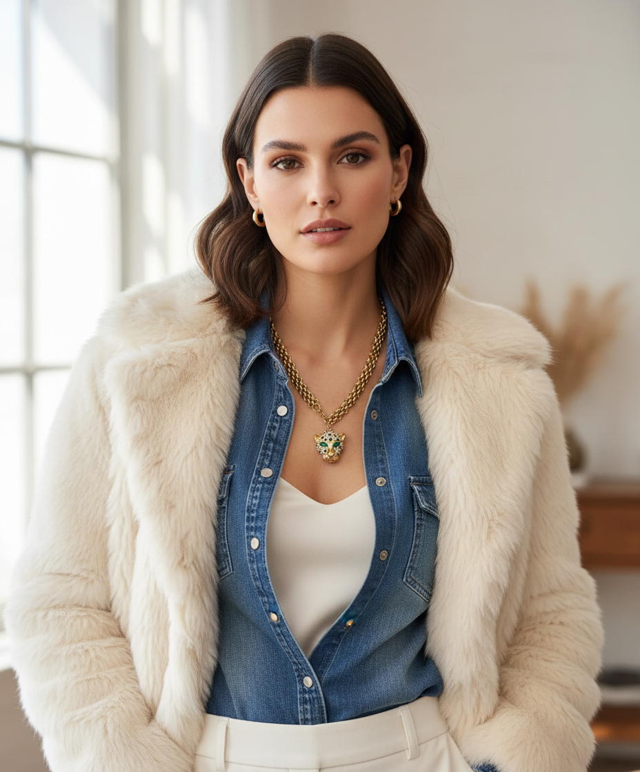 LIONESS stainless steel chain necklace with lion head charm