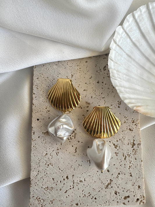 SANTORINI stainless steel shell earrings
