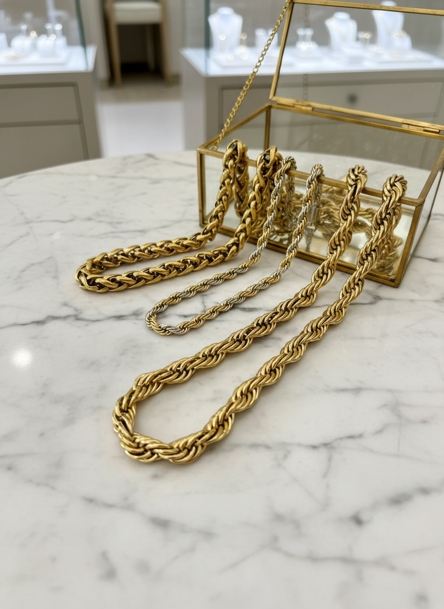 TWIST Chunky Gold Chain Long Necklace