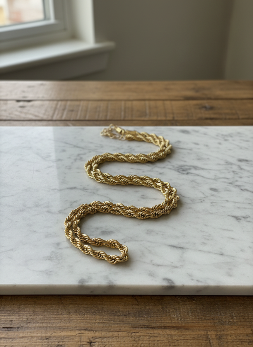 TWIST Chunky Gold Chain Long Necklace