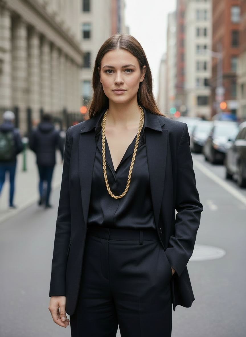 TWIST Chunky Gold Chain Long Necklace